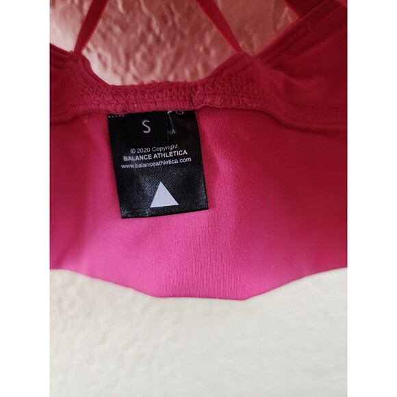 Balance Athletica Womens S Pink Padded Strappy Back Sports Bra - Picture 4 of 4